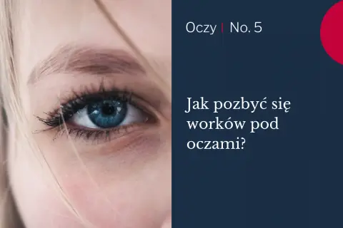 Zbliżenie na niebieskie oko z widocznymi cieniami pod oczami.