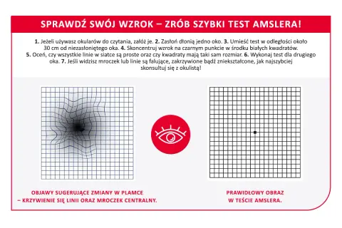 Test Amslera pokazuje zniekształcone linie, sugerując zmiany w plamce żółtej. Domowe sposoby na zwyrodnienie plamki żółtej mogą obejmować regularne badania wzroku.