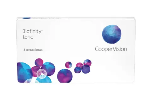 Opakowanie soczewek Biofinity toric CooperVision. Dowiedz się, ile kosztują soczewki na wadę wzroku.