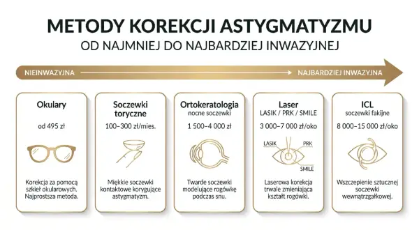 Miękkie soczewki kontaktowe korygujące astygmatyzm. To jedna z metod korekcji wzroku, obok okularów, ortokorekcję, laser i soczewki fakijne.