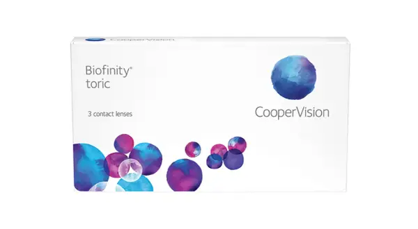 Opakowanie soczewek Biofinity toric CooperVision. Dowiedz się, ile kosztują soczewki na wadę wzroku.