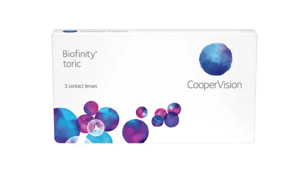 Opakowanie soczewek Biofinity toric CooperVision. Dowiedz się, ile kosztują soczewki na wadę wzroku.